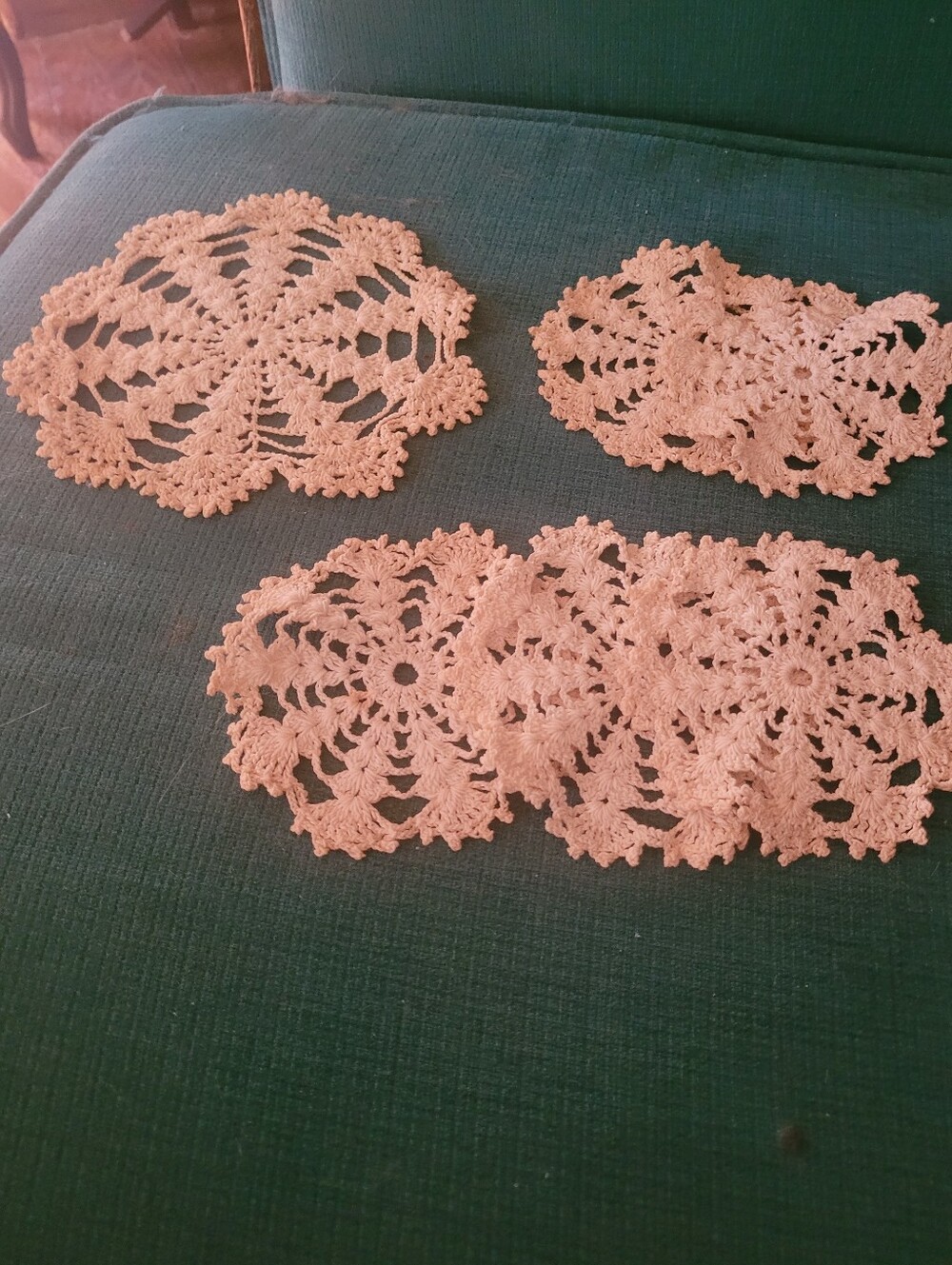 Handmade Crochet Doily Set For Table Tops- Off White Lace Accents Set Of 6